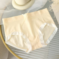 New anti-mite protection pants Japanese colored cotton underwear women's seamless mid-waist briefs with bows sweet and cute  Apricot