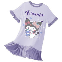 2024 new children's pajamas girls nightdress thin summer little girl mother and daughter nightdress summer middle and large children's home clothes  Purple