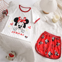 Children's Fashion Printed Cotton Cartoon Home Clothing Set Summer Home Casual Wear  Red
