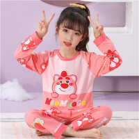 Kinder Pyjamas Mädchen Langarm Frühling und Herbst Mädchen Koreanische Prinzessin Kinder Jungen Baby Hause Kleidung  Wassermelonenrot