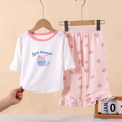 Summer New Baby Home Clothes Children's Cocos Lace Pants Suit Modal Two-piece Children's Clothing Set