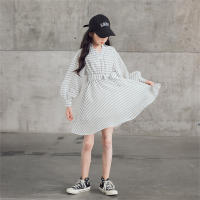 New summer style chiffon dress with long sleeves and lantern sleeves  White
