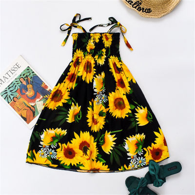 Girls Beach Dress Bohemian Children's Dress Seaside Vacation Baby Dress Suspender Dress