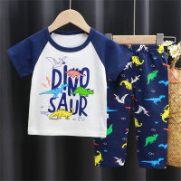 Children's summer air-conditioned short-sleeved and trousers combination suit  Multicolor