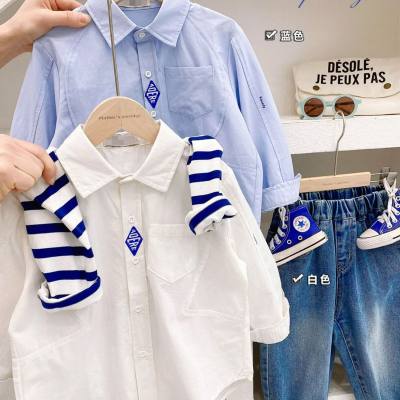 Camicie coreane stile college per ragazzi Primavera e autunno nuovi vestiti per bambini in cotone a maniche lunghe Nuovi prodotti autunnali di tendenza europei e americani