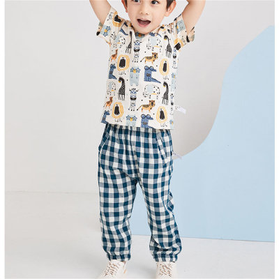 Boys' breathable short-sleeved cute T-shirt with cartoon print tops, versatile home and outing tops