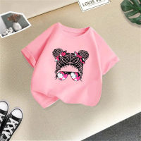 New summer new children's short-sleeved T-shirts, fashionable round neck tops for boys and girls  Pink