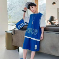 Boys summer sports suit short sleeve new basketball uniform  Blue