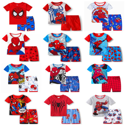 Traje de ropa para el hogar de Spider-Man de dibujos animados de manga corta para niños