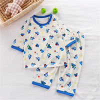Boys air-conditioning clothing summer home clothes three-quarter sleeve underwear set baby pajamas  Beige
