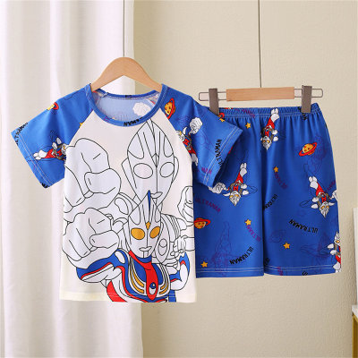 Children's pajamas for boys summer thin short-sleeved home clothes for boys, middle-aged and older children and girls summer home clothes for outer wear