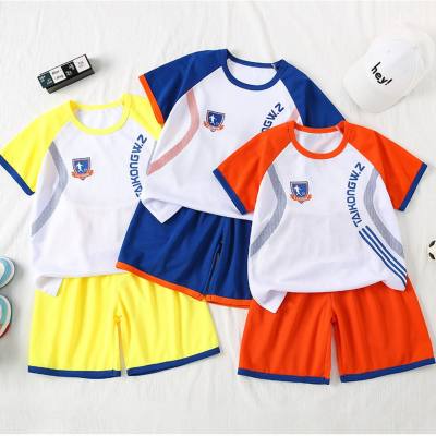 Summer children's short-sleeved suits for boys, mesh quick-drying breathable sports training clothes, basketball uniforms for middle and large children, elementary school students