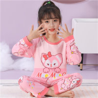 Pijamas para niños niñas de manga larga primavera y otoño niñas princesa coreana niños ropa de hogar para bebés  Rosado