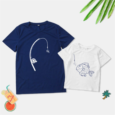 Fashion Cartoon Pattern Print Tees for Dad and Me