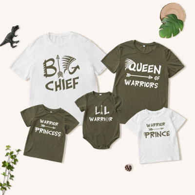 Camiseta com estampa de letras de roupas para família