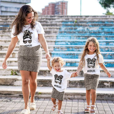 Sweet Cartoon Print T-shirt & Skirt Sets for Mom and Me