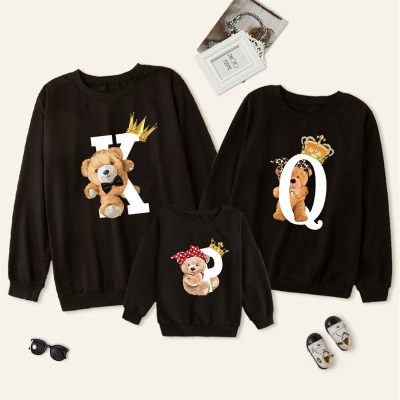 Family Clothing Crown Bear Pattern Sweatshirt