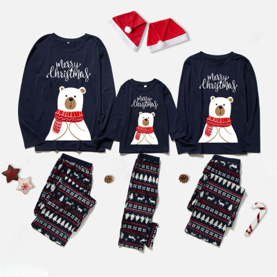 Vêtements de famille T-shirt et pantalon imprimés de dessin animé de Noël