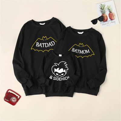 Family Clothing Solid Color Letter Printed Sweater