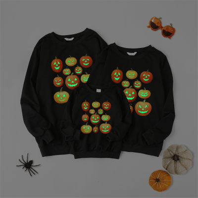 Family Clothing Halloween Fluorescent Printed Sweater