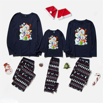 Family Clothing Solid Christmas Printed Long Sleeve Top & Pants