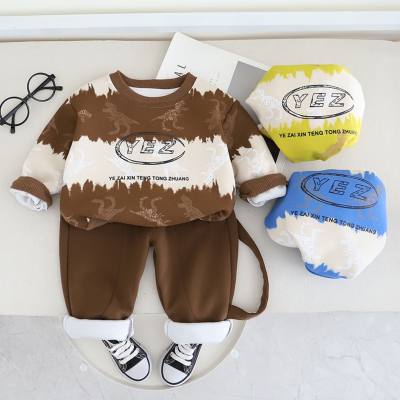 Boys' suits spring and autumn 2024 new style boys' and babies' fashionable clothes for children and middle-aged children fashionable sweatshirt suits