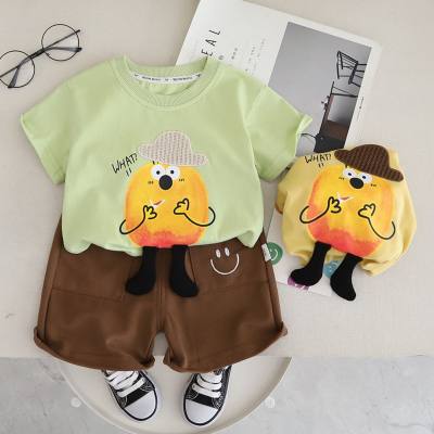 Kinderkleidung Kindersommerkleidung Jungensommeranzüge 2024 neue Baby-Cartoon-süße kurzärmelige zweiteilige Kleidung