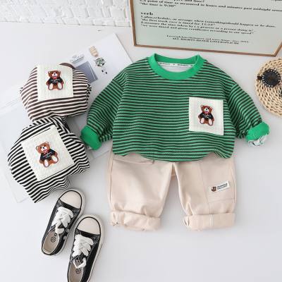 2-piece Toddler Boy Bear Print Stripe Sweatshirt & Pants