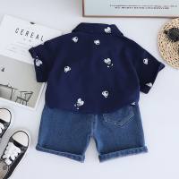 Boys suits summer 2024 new children's summer clothes street children's clothes cool short-sleeved baby clothes stylish children  Black