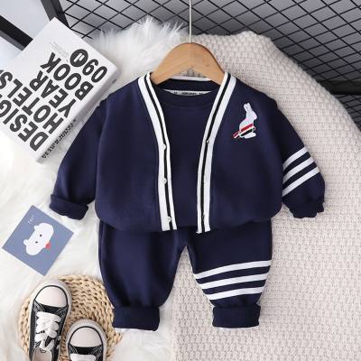 3-piece Toddler Boy Solid Color Long Sleeve Hoodie & Bunny Print Vest & Matching Pants