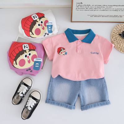 Boys summer children's clothing children's short-sleeved POIO shirt suits boys and girls baby summer clothes cartoon casual small children