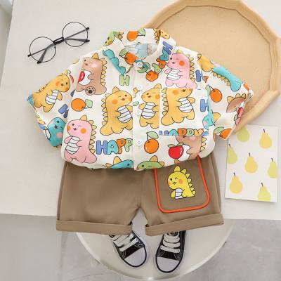 Children's clothing boys summer suit 2023 children's cartoon handsome small and medium-sized children's baby short-sleeved summer clothing two-piece suit trendy