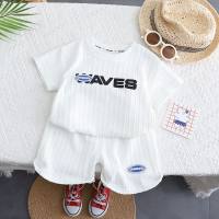2-piece Toddler Boy Letter Printed Short Sleeve T-shirt & Matching Shorts  White