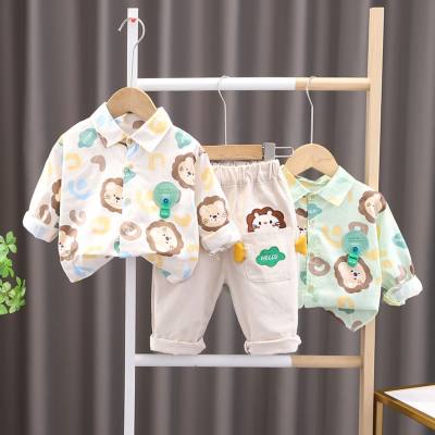 2-piece Toddler Boy Lion Print Long Sleeve Shirt & Pocket Front Pants
