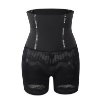 Women's Mid-high Waist Powerful Abdomen Underwear Postpartum Butt-lifting Shaping Pants No Curling Corset Body-shaping Body Pants  Black