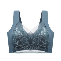 Solid Color Seamless Embroidery Bralette  peacock blue