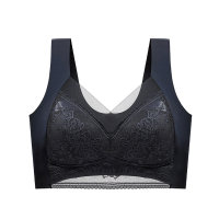 Solid Color Seamless Embroidery Bralette  Black