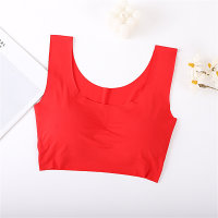 Anxin generation seamless no steel ring ice silk gathered large size running vest yoga sports  Red