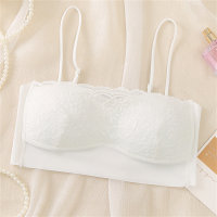 2024 New Summer Style Seamless Ice Silk Sexy Small Breast Gathering Wrapped Breast Lace Comfortable Seamless Sling Beautiful Back Thin Underwear  White