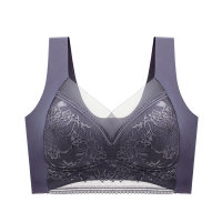 Solid Color Seamless Embroidery Bralette  Deep Gray