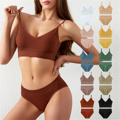 2-piece Solid Color Ultra Stretch Bralettes & Briefs