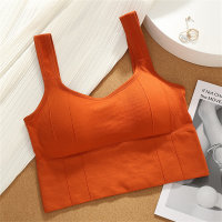 Seamless sports bra wrap yoga bottoming tube top no wire bra hot girl wide shoulders beautiful back camisole underwear women  Orange