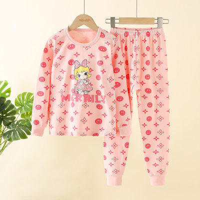 Set pigiama da bambina in 2 pezzi in puro cotone con motivo stella e smiley a maniche lunghe e pantaloni abbinati