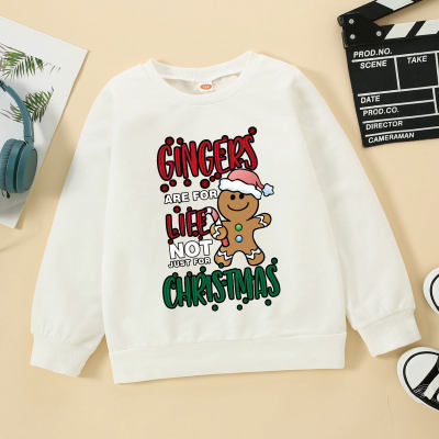 Kid Boy Christmas Solid Letter Printed Sweatshirt