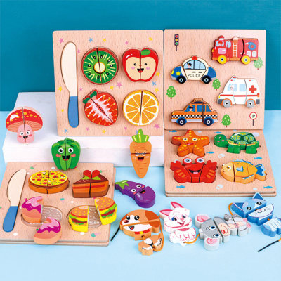 Wooden Velcro Vegetable and Fruit Cut and Paste uzzle