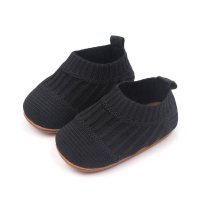 حذاء جورب للأطفال بلون سادة غير قابل للانزلاق  أسود