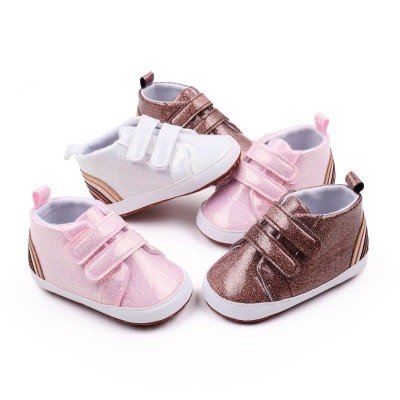Glitter material adjustable Velcro canvas shoes suitable for everyday flat shoes