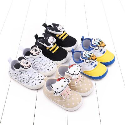 Bebê 0-12 meses sapatos de bebê primavera e outono dos desenhos animados boneca bebê interior sola macia sapatos antiderrapantes da criança