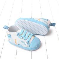Baby Allover Cartoon Pattern Lace-up Shoes  Blue