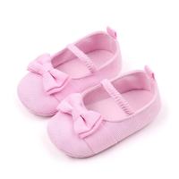 Baby shoes spring and summer 0-1 year old girl baby shoes soft bottom non-slip bow elastic toddler shoes  Pink
